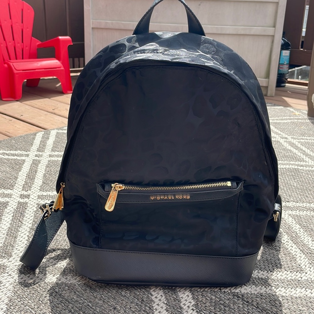 New with tags Michael Kors leopard black backpack!
